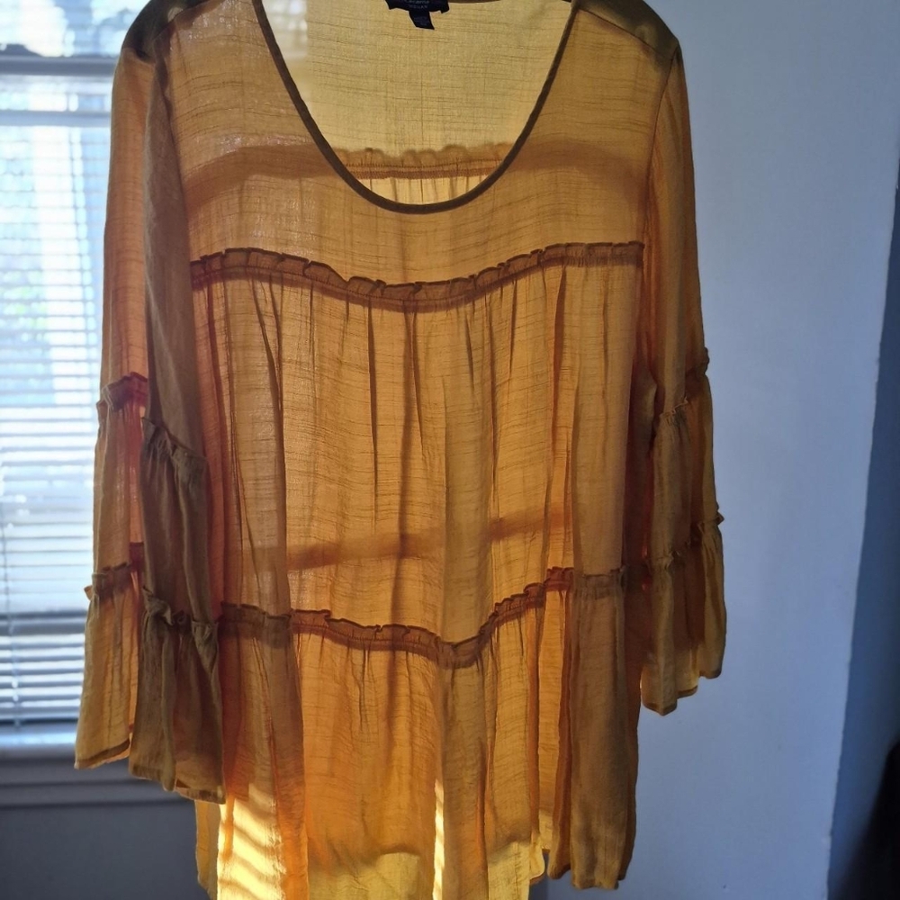 Cocomo Sheer Mustard Yellow Boho Tunic